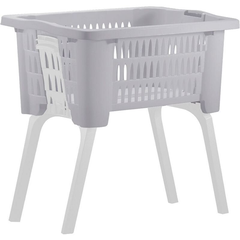 Laundry Linen Basket Washing Clothes Bin Storage Plastic Carrier with Legs Bath Brown