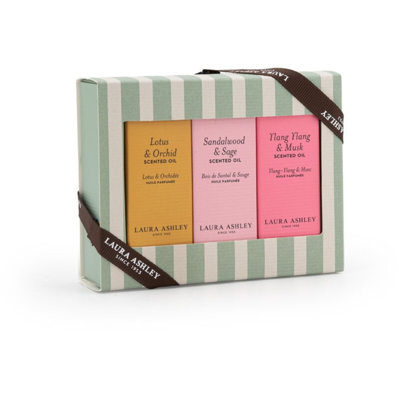 Laura Ashley Duftöl Geschenkset, Lotus & Orchid, Sandalwood & Sage, Ylang & Musk, 3 X 10ml, Glas, Raumduft
