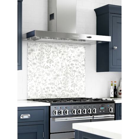 main image of "Laura Ashley Lisette White Glass Kitchen Splashbacks - different dimensions available"