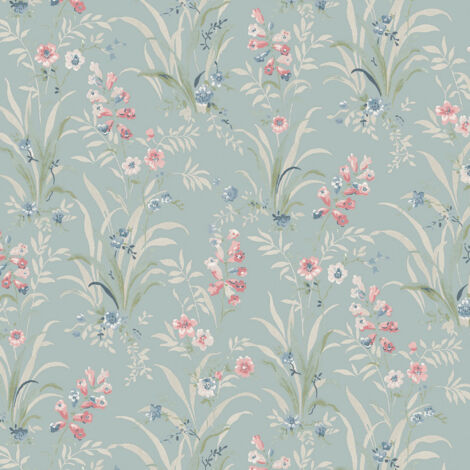 Laura Ashley Mosedale Posy Vliestapete Blau 10mx52cm