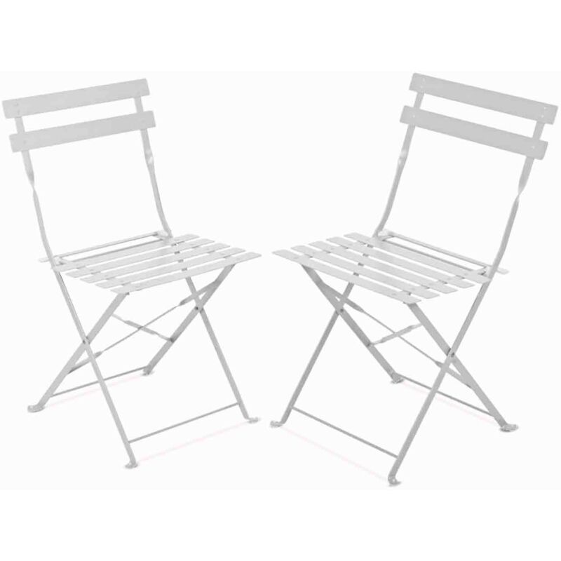 Laura - Lot de 2 chaises de jardin pliantes design rétro, couleur blanc