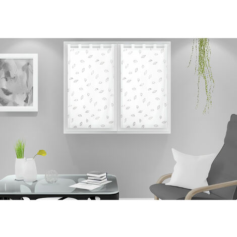 Laurene Brise-bise, Polyester, Blanc, par Soleil d'ocre - 45 x 90 cm