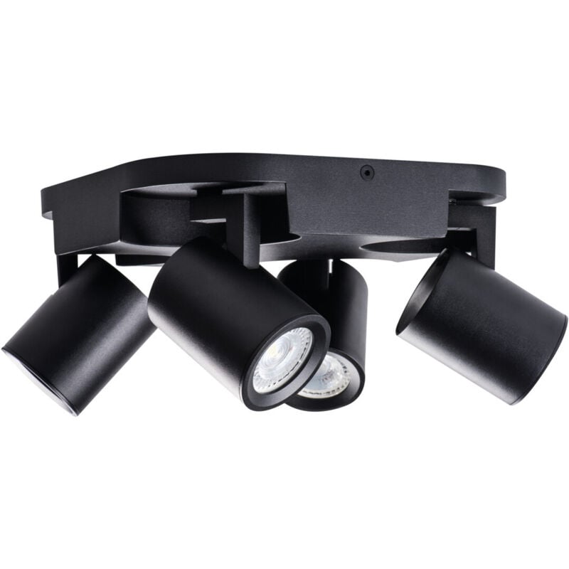 Applique Murale / Plafonier en Saillie GU10 PAR16 4X35W Ø58mm 220mmx105mm IP20 Noir