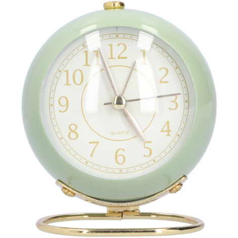 Lautloser Wecker ohne Ticken, Metallic-Lackierung, energiesparend, augenschonend, batteriebetrieben, kleine Uhr mit Nachtlicht, olivgrün.