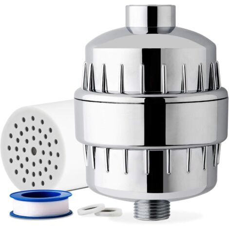 Lauwexe – Filtre de douche universel 15 niveaux de débit – Cartouche filtrante remplaçable – Élimine jusqu'à 99 % des impuretés – Enrichi en vitamine C