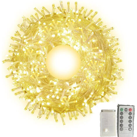 Lauwexe – Guirlande lumineuse d'extérieur 100 m – 600 LED blanc chaud – Étanchéité IP44 – 8 modes d'éclairage pour Noël et événements
