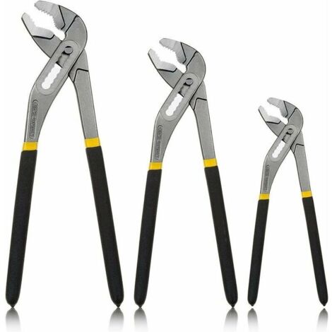 Lauwexe – Pince multiprise 3 pièces 200/250/300 mm – Acier chrome-vanadium – Poignées antidérapantes pour travaux de plomberie et mécanique