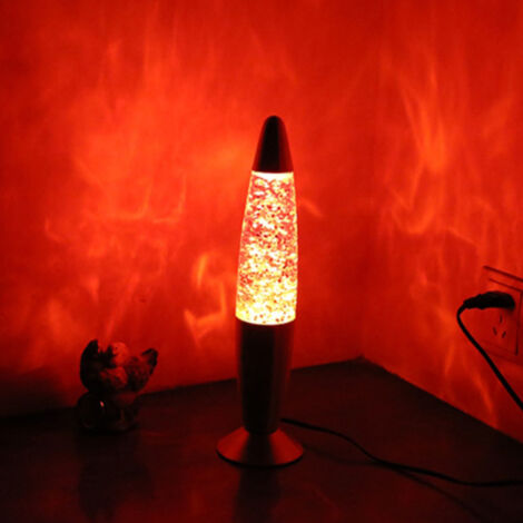 Lava-Glitzer-Nachtlicht – 33 cm Flüssiglicht – Aluminium und gehärtetes Glas – Stimmungsbeleuchtung für Wohn- und Schlafzimmer