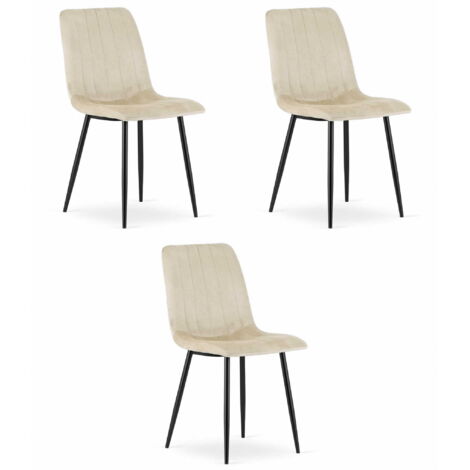 LAVA Stuhl – Samt in kühlem Beige x 3