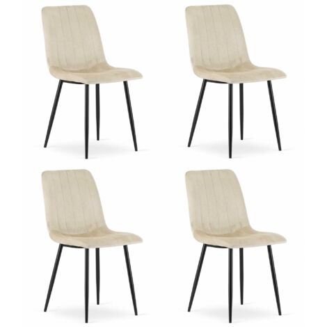 LAVA Stuhl – Samt in kühlem Beige x 4