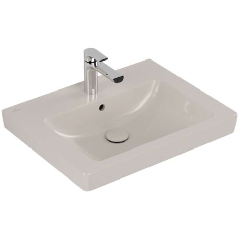 Lavabi classici, 600 x 470 mm, Rettangolari, per rubinetteria a 3 fori, foro centrale forato, con troppopieno, Porcellana sanitaria Pergamon CeramicPlus