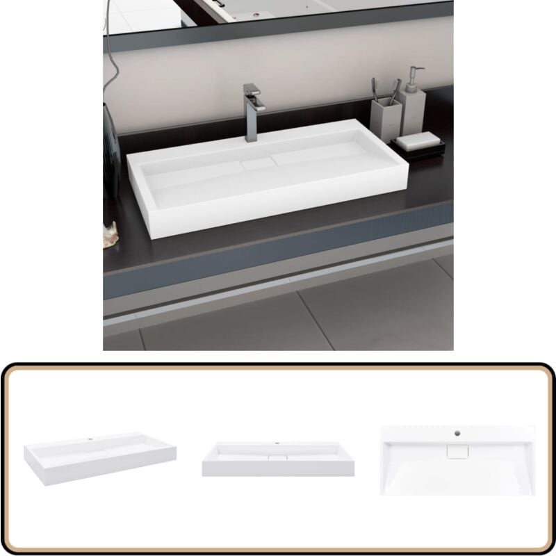 Vidaxl - Lavabo 100x46x11 cm Fonte minérale/marbre Blanc - Lavabo - Évier - Salle De Bain - Meuble De Salle De Bain - Robinetterie