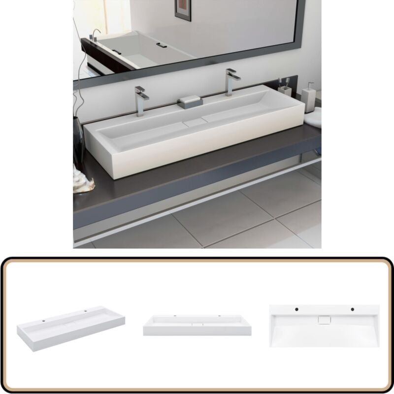 Vidaxl - Lavabo 120x46x11 cm Fonte minérale/marbre Blanc - Lavabo - Évier - Salle De Bain - Meuble De Salle De Bain - Robinetterie