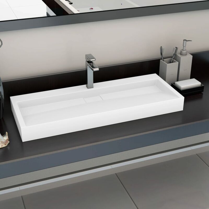 

Lavabo 120x46x11 cm resina mineral/mármol blanco