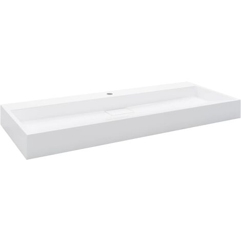 Lavabo 120x46x11 cm resina mineral/mármol blanco