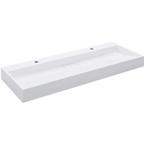 Lavabo 120x46x11 cm resina mineral/mármol blanco vidaXL