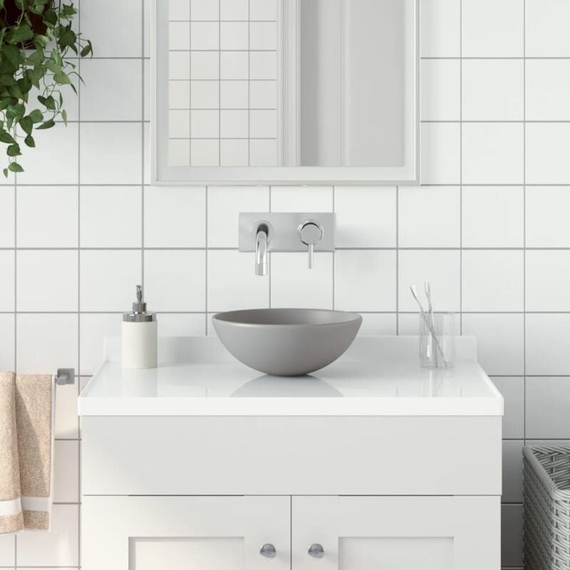 Vidaxl - Lavabo de salle de bain Céramique Gris clair Rond