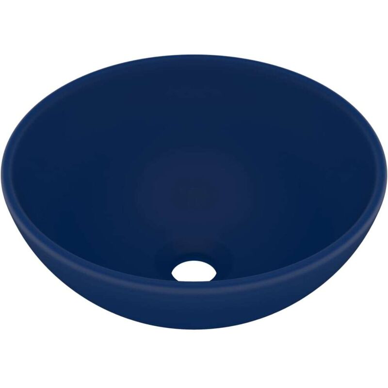 Vidaxl - Lavabo rond de luxe de salle Bleu foncé mat 32,5x14cm Céramique