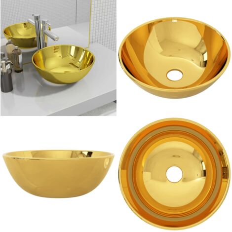 Lavabo 28x10 cm cerámica dorado - Lavabo cuenco - Baño moderno