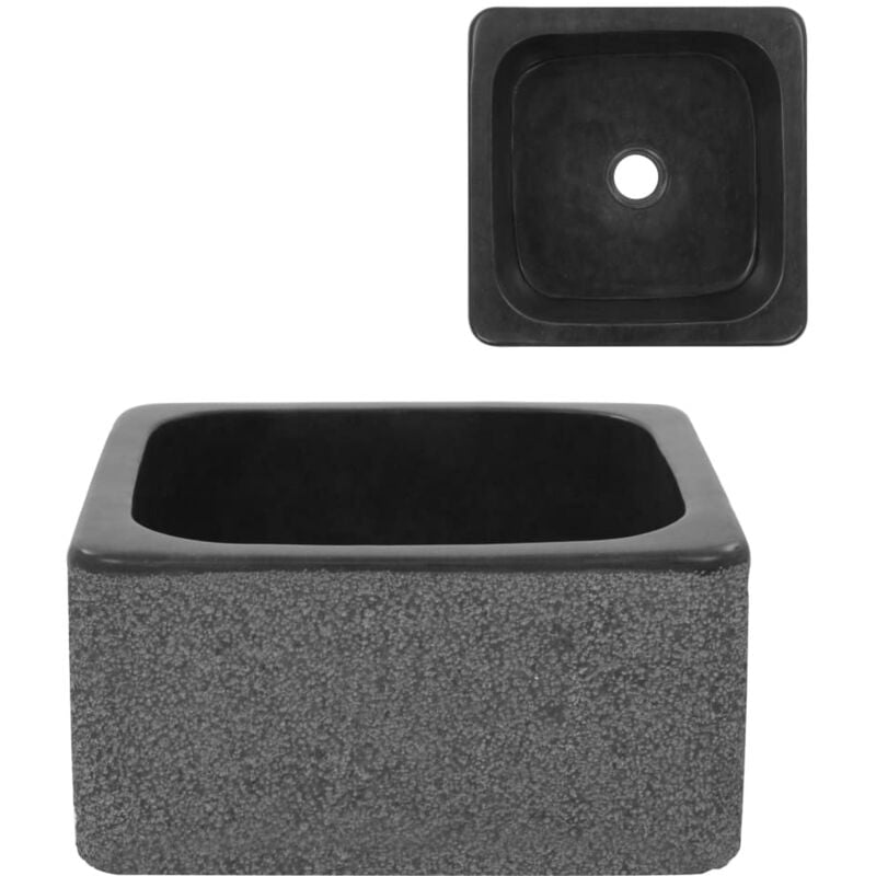 

Lavabo 30x30x15 cm de piedra de río color negro - Negro