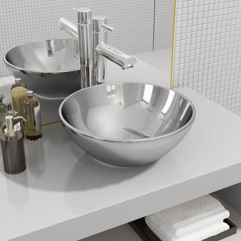 

Lavabo 32,5x14 cm ceramica plateado