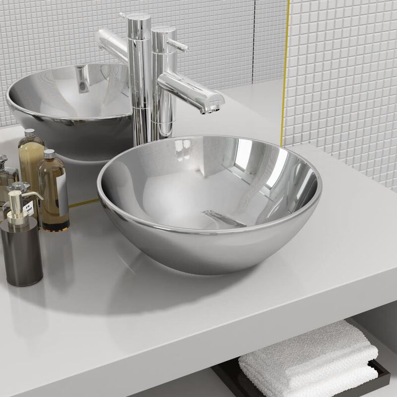 

Lavabo 32,5x14 cm cerámica plateado