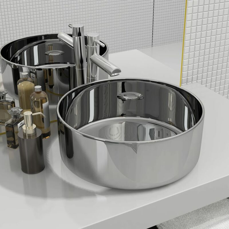 

Lavabo 40x15 cm cerámica plateado