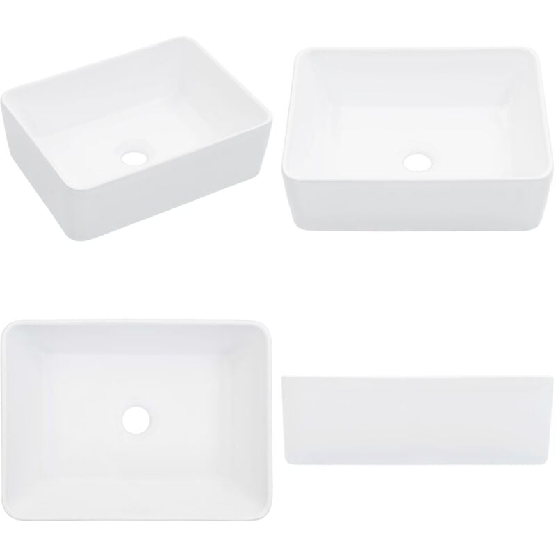 Vidaxl - Lavabo 40x30x13 cm Céramique Blanc - Lavabo Céramique - Lavabo Rectangle - Lavabo Salle De Bain - Meuble Salle De Bain - Évier Salle De Bain