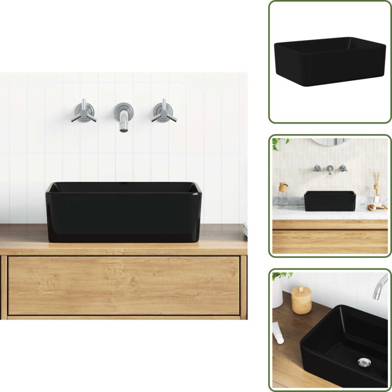 Vidaxl - Lavabo 40x30x13 cm Céramique Noir - Lavabo Céramique - Lavabo Rectangle - Lavabo Salle De Bain - Meuble Salle De Bain - Évier Salle De Bain