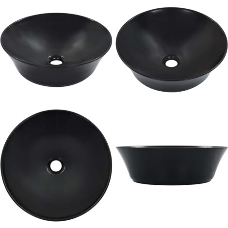 Lavabo 41x12,5 cm cerámica negro - Lavabo negro - Lavabo redondo
