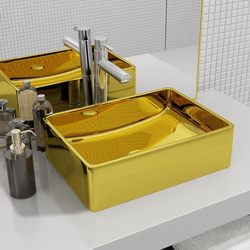 

Lavabo 41x30x12 cm cerámica dorado - Oro