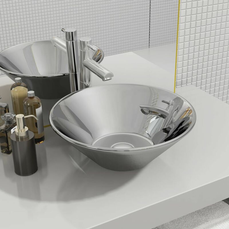 

Lavabo 42x14 cm cerámica plateado