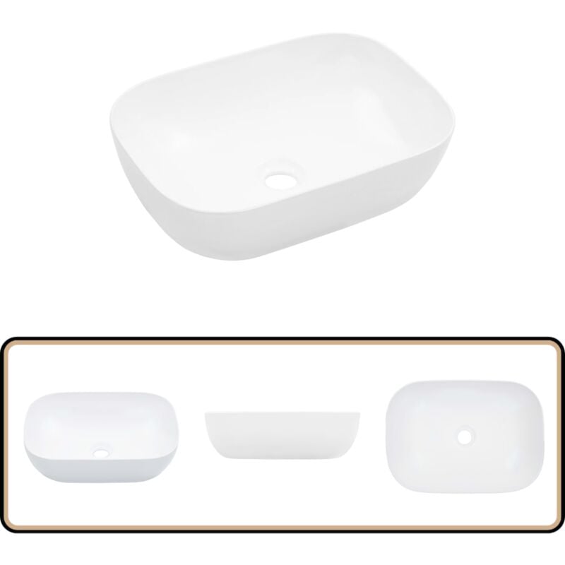 Lavabo 45,5x32x13 cm Céramique Blanc - Lavabo Rectangle - Lavabo Céramique - Lavabo Salle De Bain - Meuble Salle De Bain - Évier Moderne