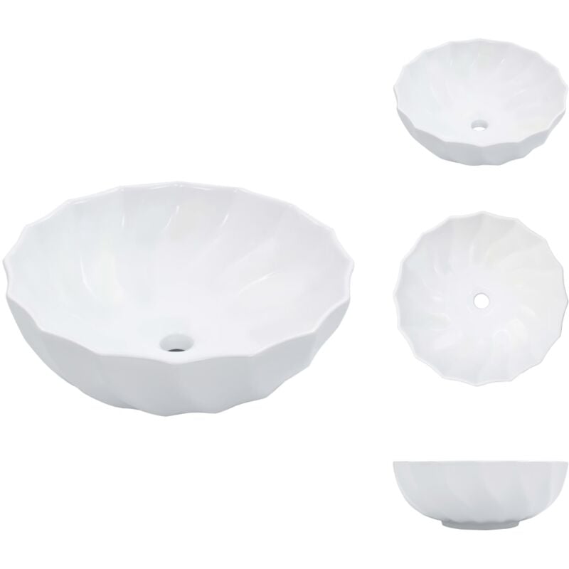 Lavabo 46x17 cm Céramique Blanc - Lavabo Rond - Lavabo Céramique - Lavabo Salle De Bain - Lavabo Design - Lavabo Moderne
