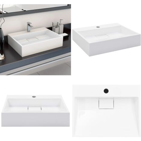 Lavabo 50x38x13 cm Fonte minérale/marbre Blanc - Lavabo - Évier - Salle De Bain - Meuble De Salle De Bain - Lavabo Céramique - Home & Living