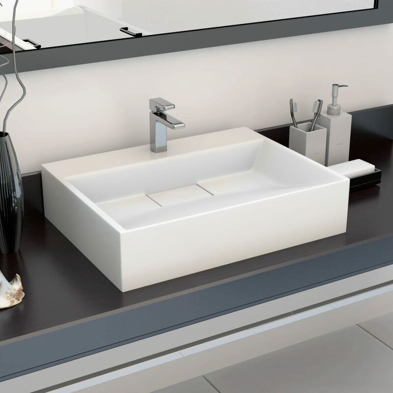 

Lavabo 50x38x13 cm resina mineral/mármol blanco - Blanco