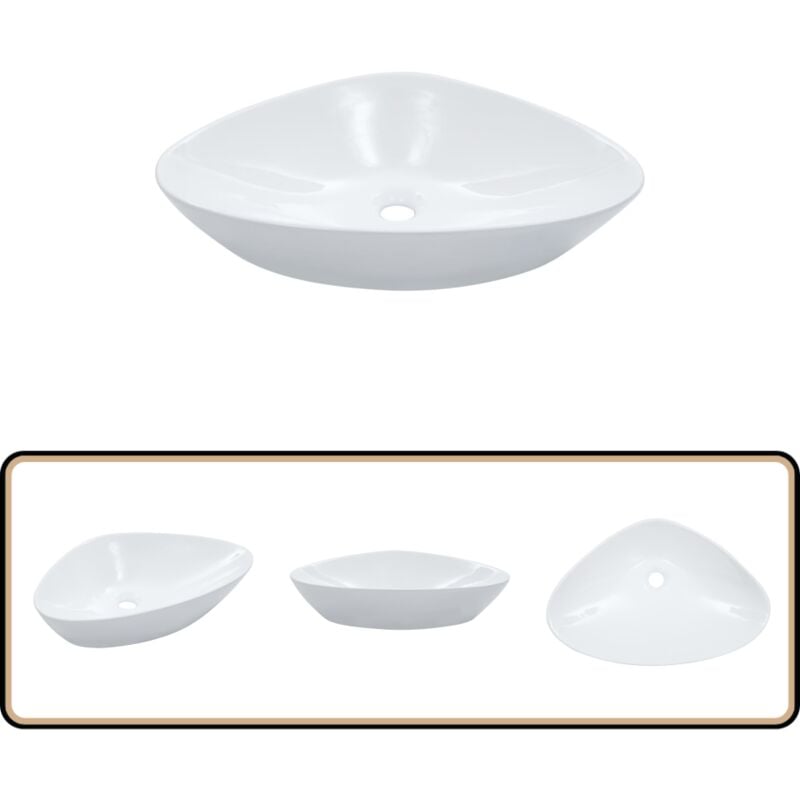 Vidaxl - Lavabo 58,5 x 39 x 14 cm Céramique Blanc - Lavabo Céramique - Lavabo Triangle - Lavabo Salle De Bain - Lavabo Moderne - Lavabo Blanc