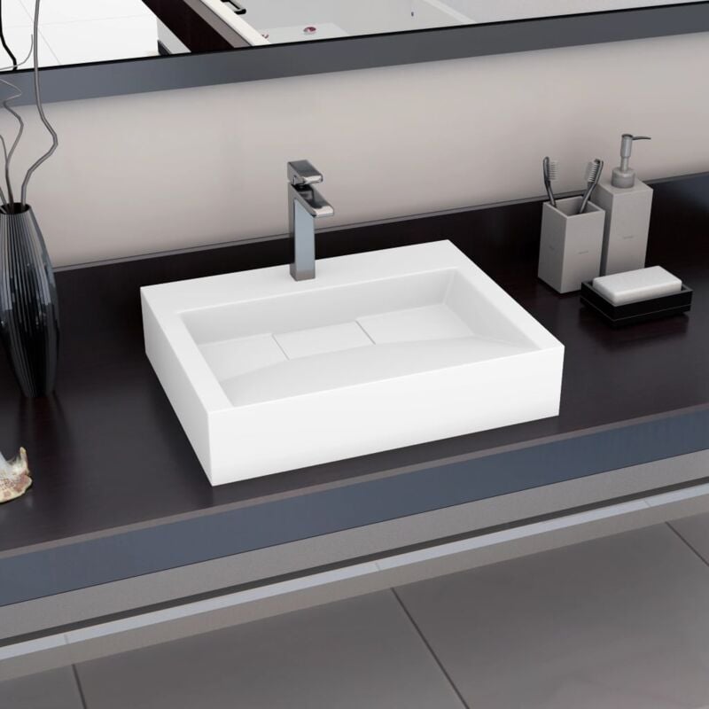 Vidaxl - Lavabo 60x38x11 cm Fonte minérale/marbre Blanc