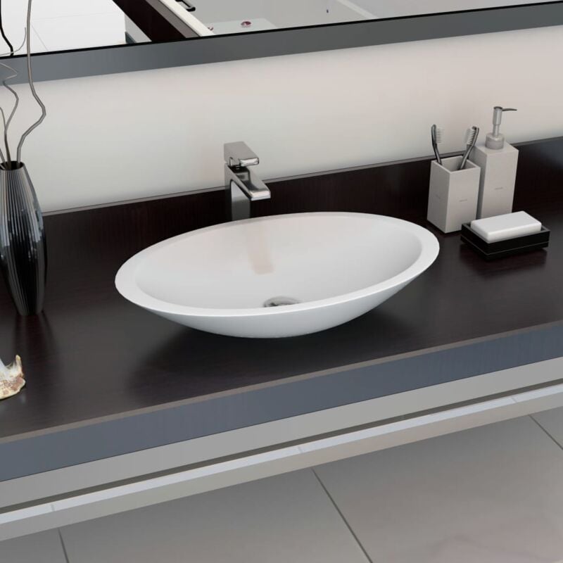 Vidaxl - Lavabo 59,3x35,1x10,7 cm Fonte minérale/marbre Blanc