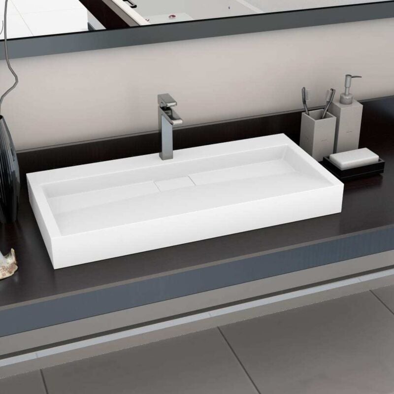 Vidaxl - Lavabo 100x46x11 cm Fonte minérale/marbre Blanc