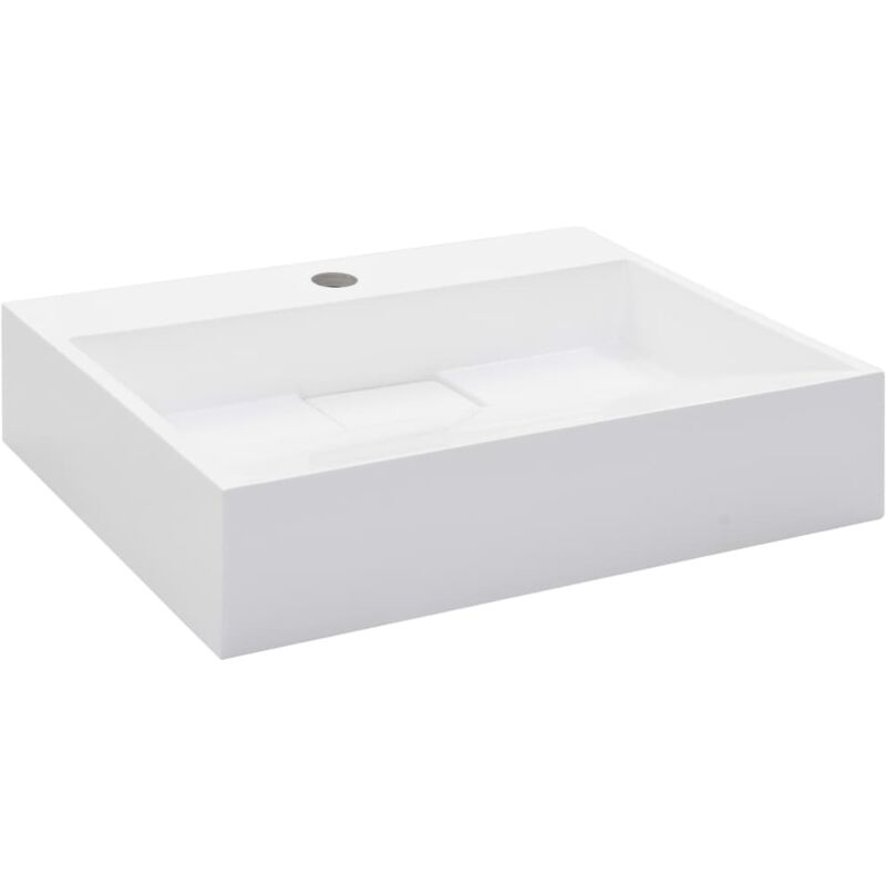 Lavabo 50x38x13 cm Fonte minérale/marbre Blanc