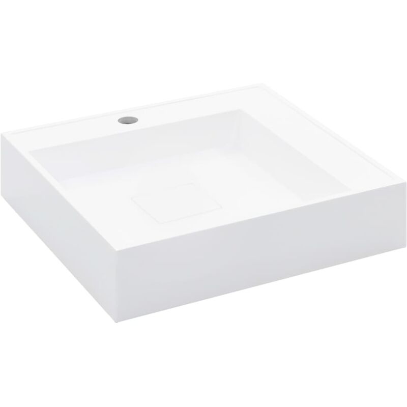 Lavabo - vidaXL - 50x50 cm - Fonte minérale - Blanc - Design tendance et facile à nettoyer