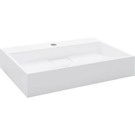 Lavabo 60x38x11 cm Fonte minérale/marbre Blanc