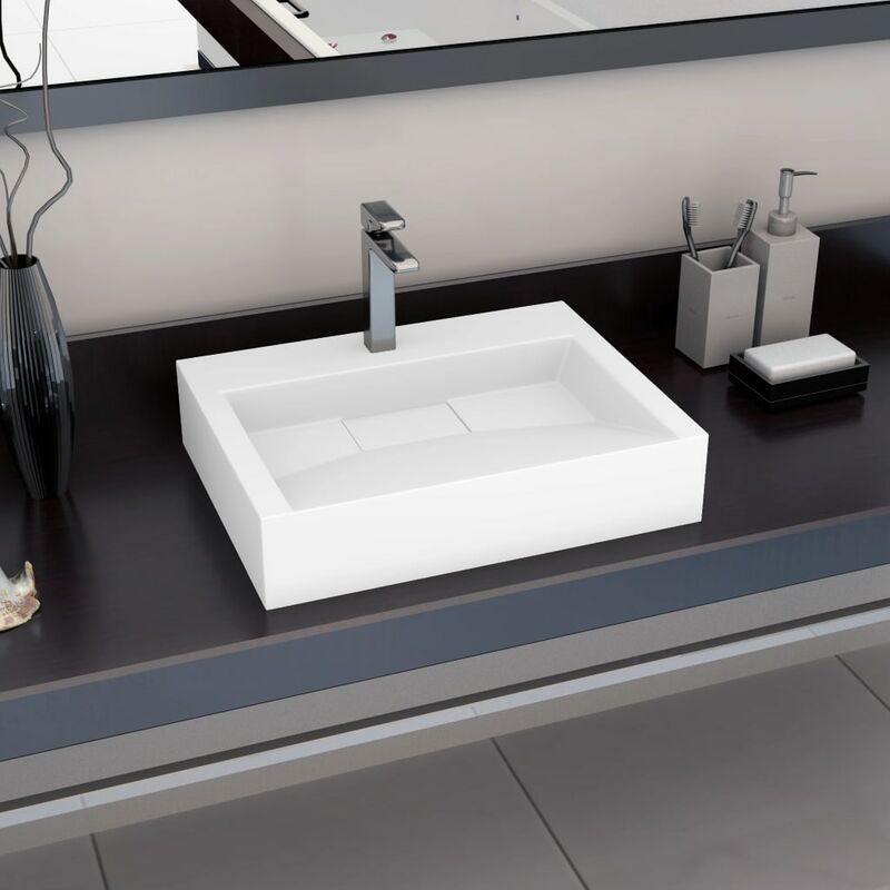 

Lavabo 60x38x11 cm resina mineral/mármol blanco - Blanco