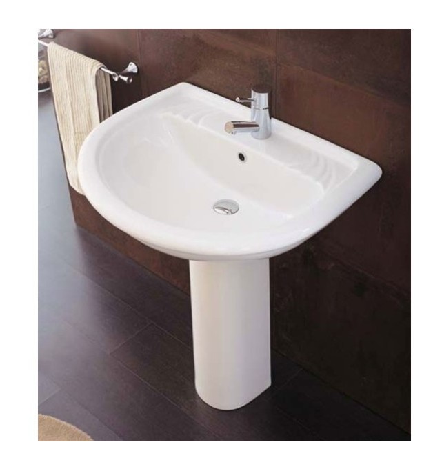 Ceramica Azzurra Serie Elios.Lavabo 68 Cm Elios Azzurra Bianco Monoforo Colonna Lavelios Col