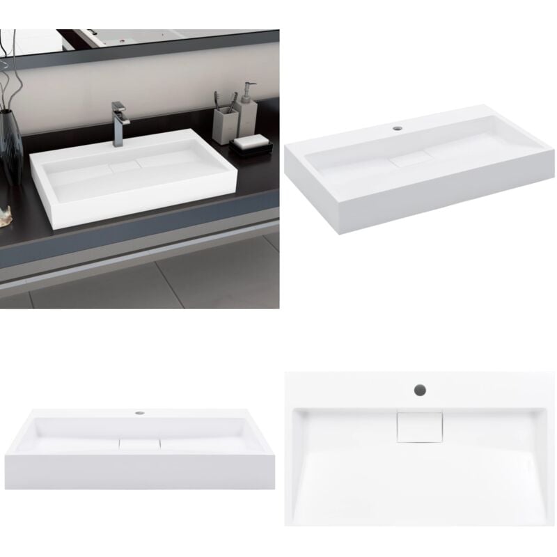 Vidaxl - Lavabo 80x46x11 cm Fonte minérale/marbre Blanc - Lavabo - Évier - Salle De Bain - Meuble De Salle De Bain - Lavabo En Fonte Minérale - Home