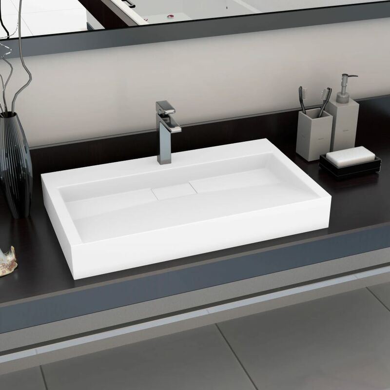 

Lavabo 80x46x11 cm resina mineral/mármol blanco