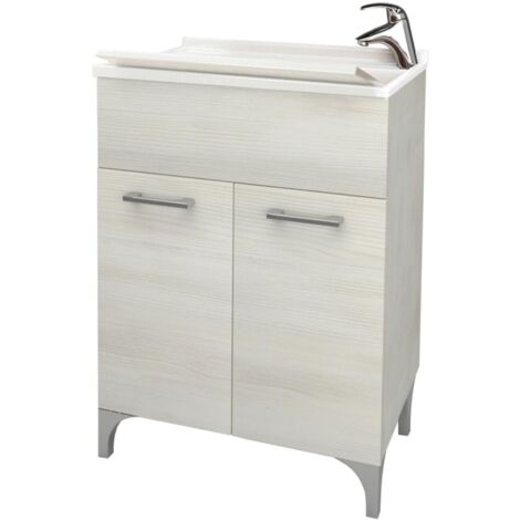 Lavabo à 2 portes 60x50 cm couleur chêne blanc