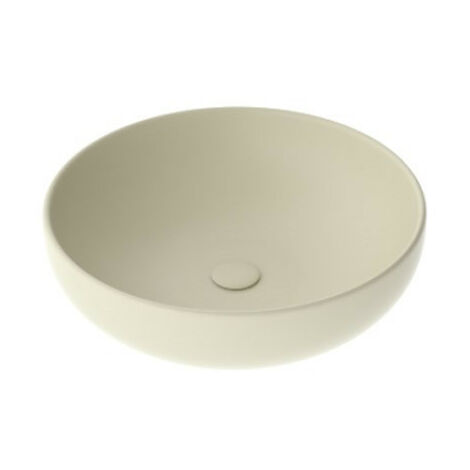Lavabo a Bacinella - Diametro 45 cm - Color Crema Delicato In Ceramica Da Appoggio - Interamente Smaltato