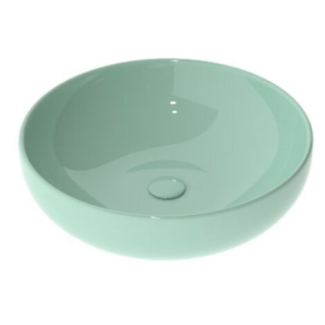 Lavabo a Bacinella Diametro 45 cm - Colore Acqua Lucido Appoggio - Ceramica Smaltata